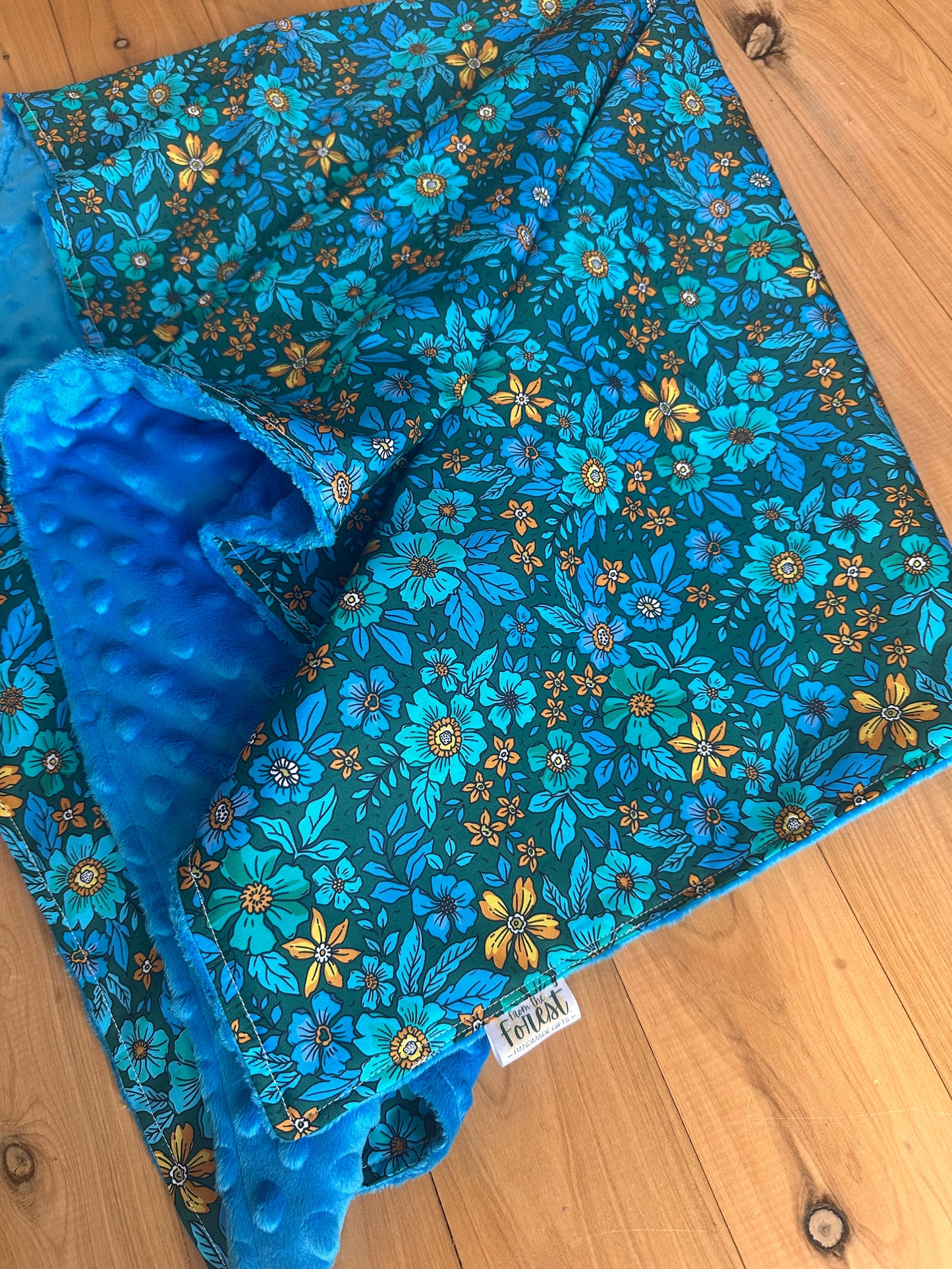 Aruba Blue Floral Minky Blanket
