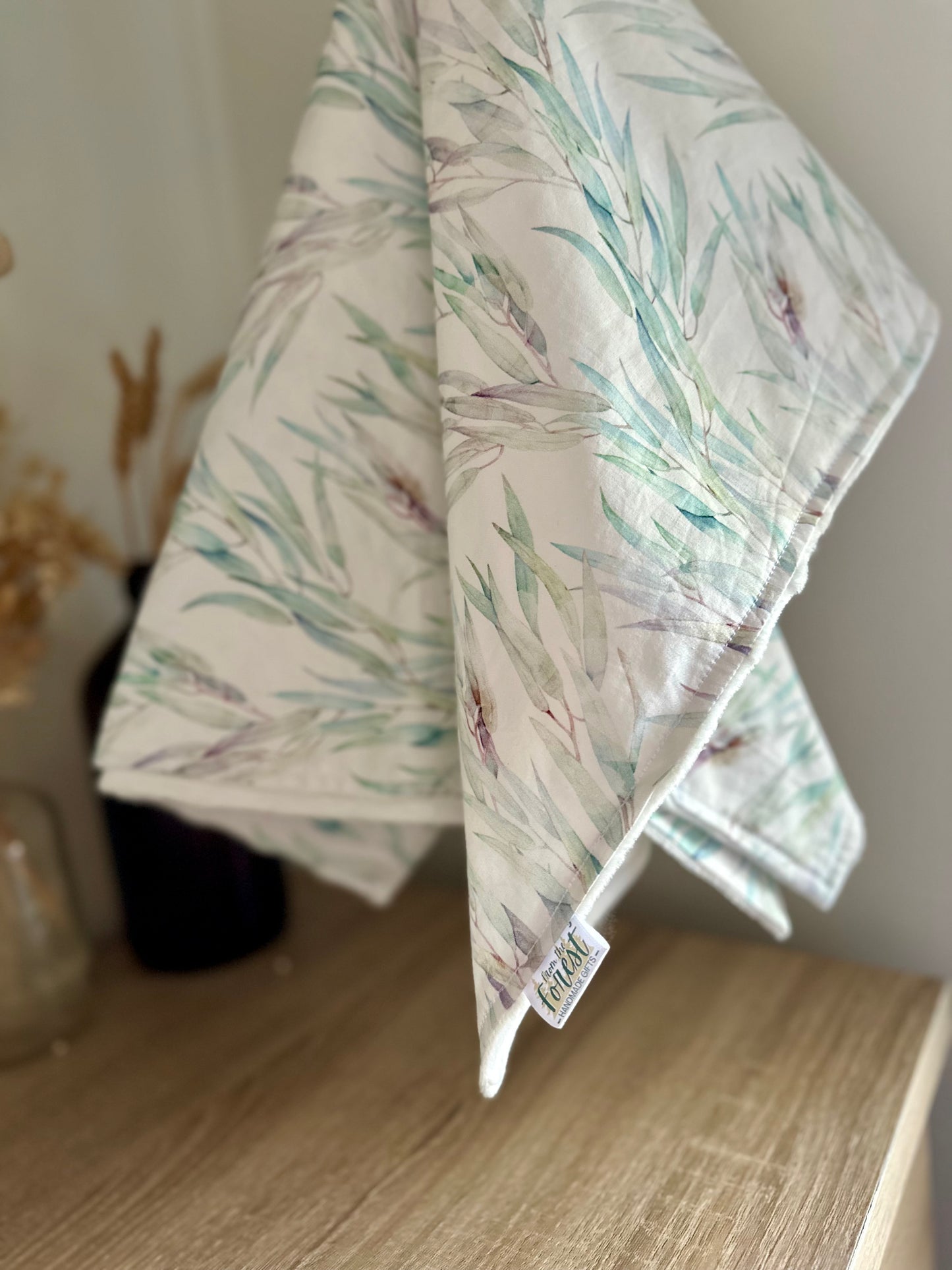 Neutral Gum Leaves Minky Blanket