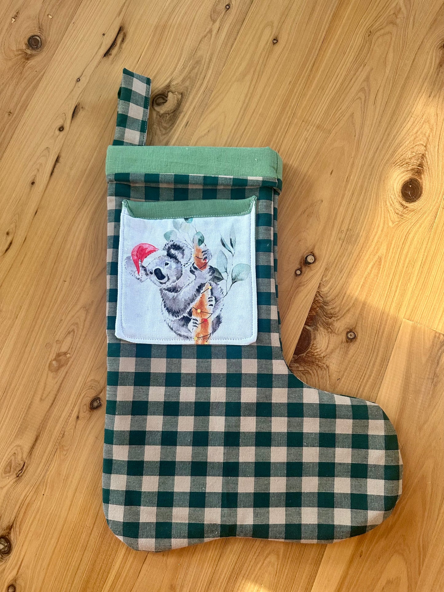 Green Christmas Koala Stocking