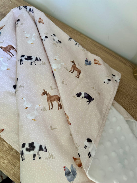 Watercolour Farm Minky Blanket