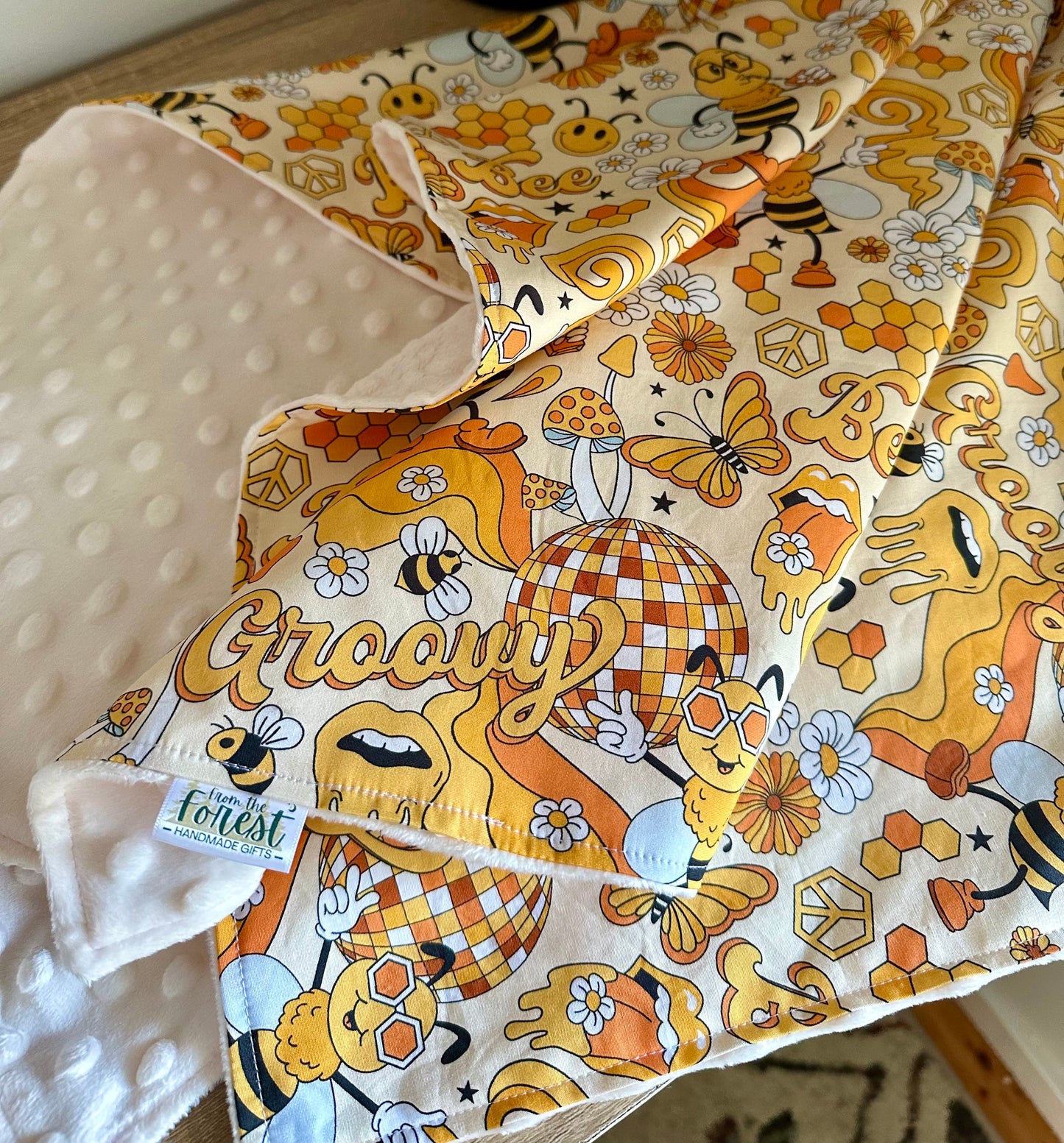 Retro Bee Minky Blanket