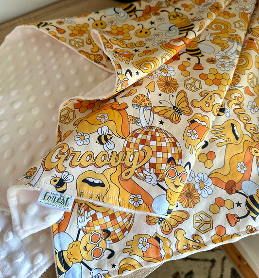 Retro Bee Minky Blanket