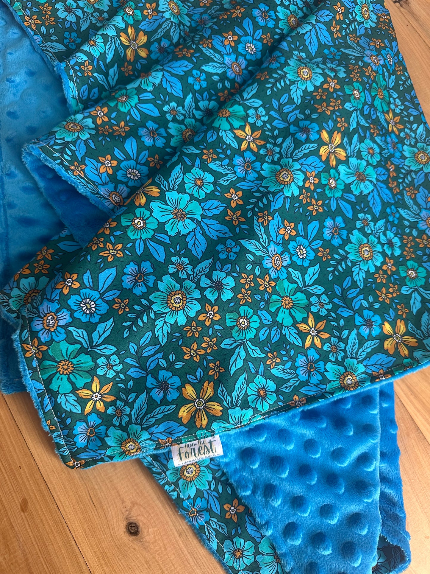 Aruba Blue Floral Minky Blanket