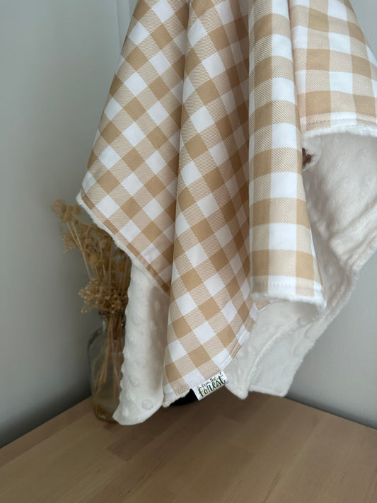 Beige Gingham Minky Blanket