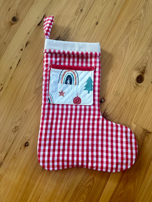 Red Christmas Cottage Stocking #2