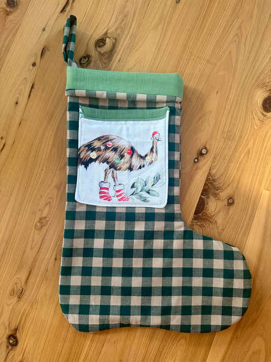 Green Christmas Emu Stocking
