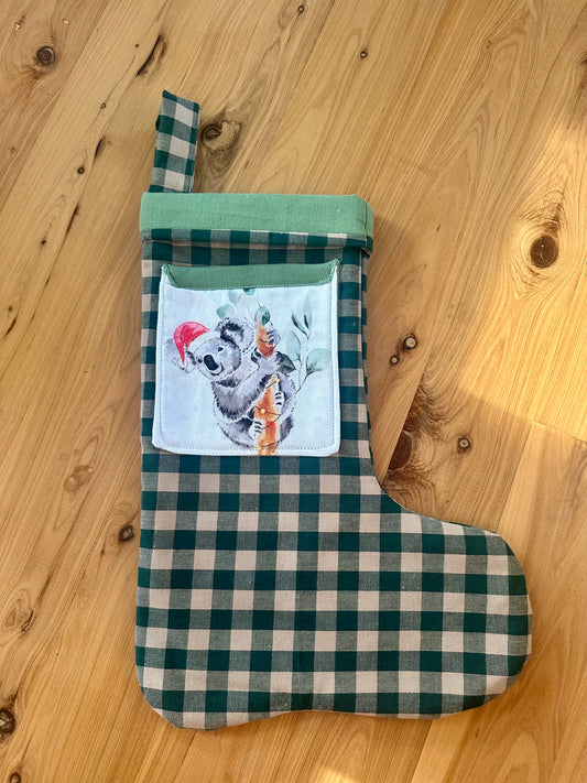 Green Christmas Koala Stocking